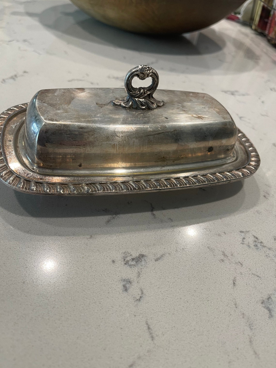 Vintage silver butter dish shabby Etsy