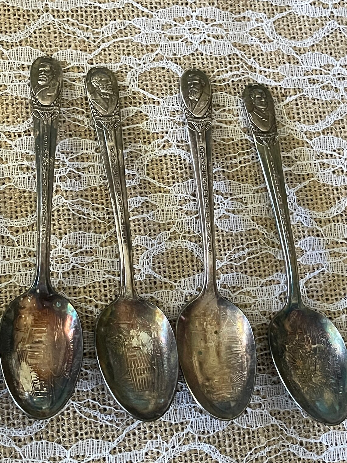 Set of six silver presidential spoons collector spoons vintage Etsy