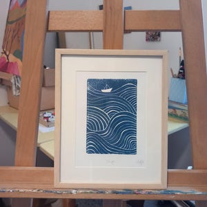 Ship A5 Linoprint