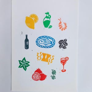 Italian Summer A4 Linoprint