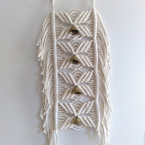 Colgante de pared de macramé, arte de pared hecho a mano, arte de fibra boho, tapiz de macramé moderno, decoración del hogar, regalo de inauguración de la casa, decoración de la sala de estar imagen 3