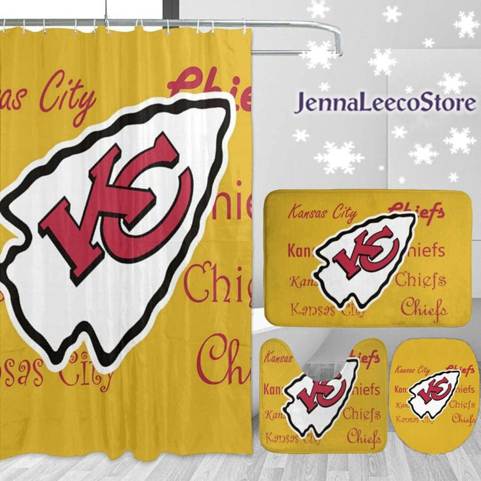Kansas City Chiefs Bathroom Set Kansas City Chiefs Rug Etsy