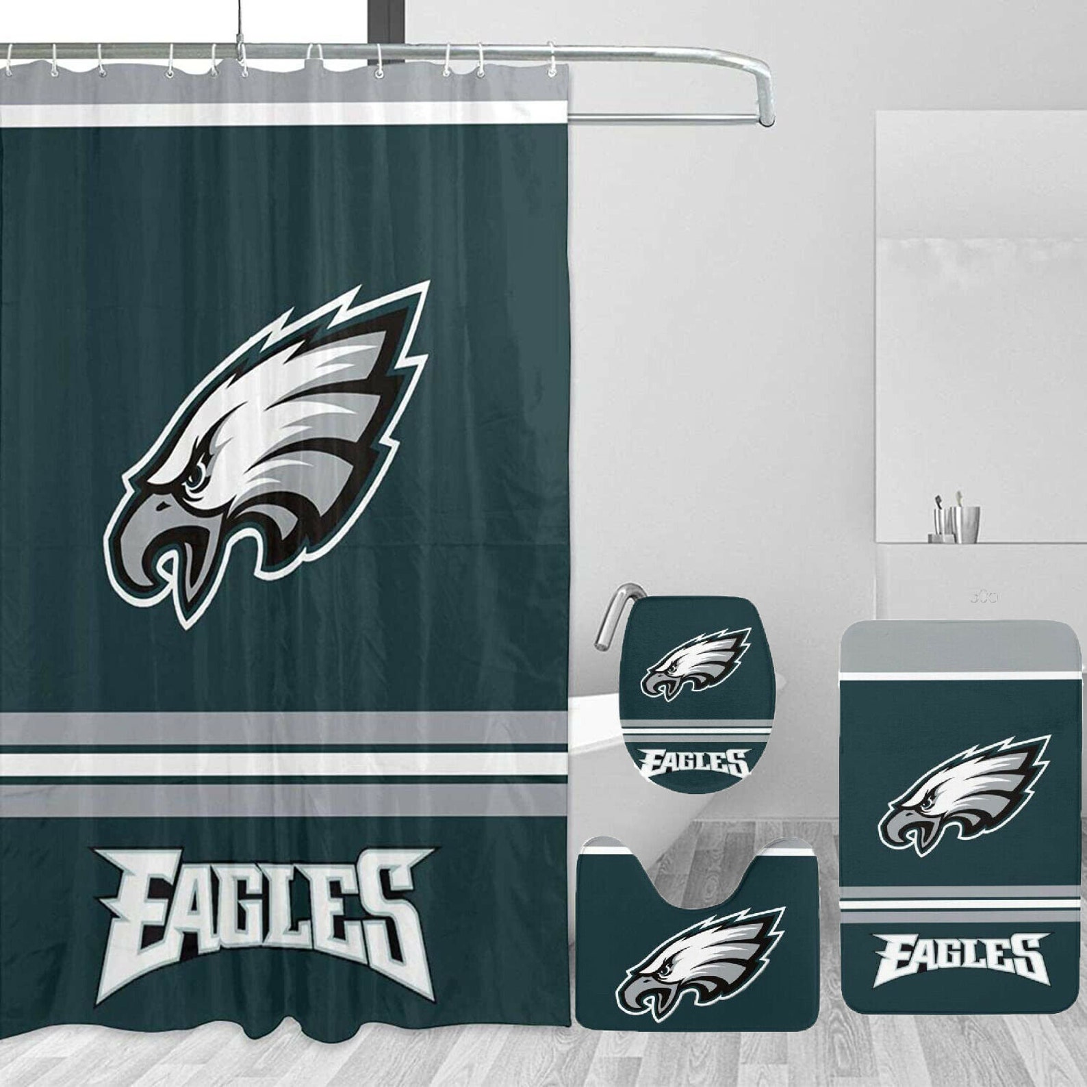 Philadelphia Eagles 4PCS Bathroom Rugs Shower Curtain Bath Mat  Etsy