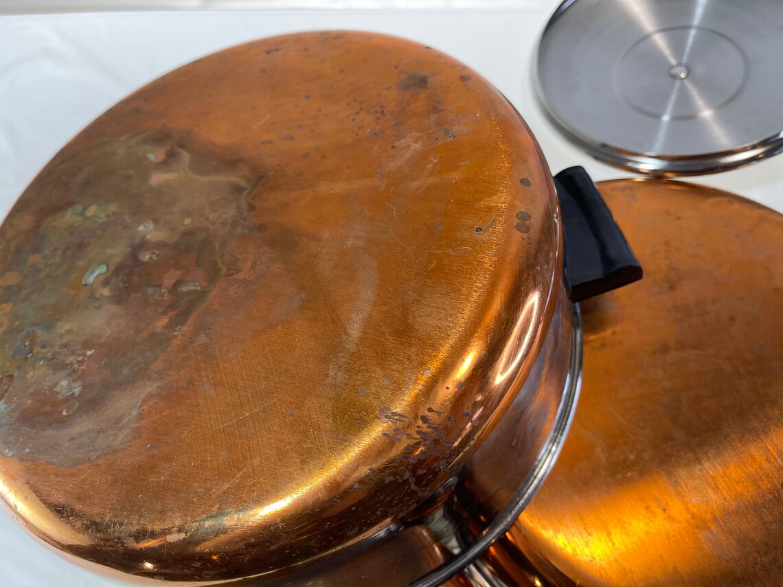 Vintage 1801 Revere Ware Copper Bottom Cookware 8 Piece Set Etsy