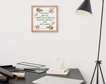 Bóg dał nam ducha Plakat w ramie Drewniana rama Znak domu wiejskiego Znak sypialni Znak salonu Znak rodzinny Znak z drewna Znak z cytatem z drewna