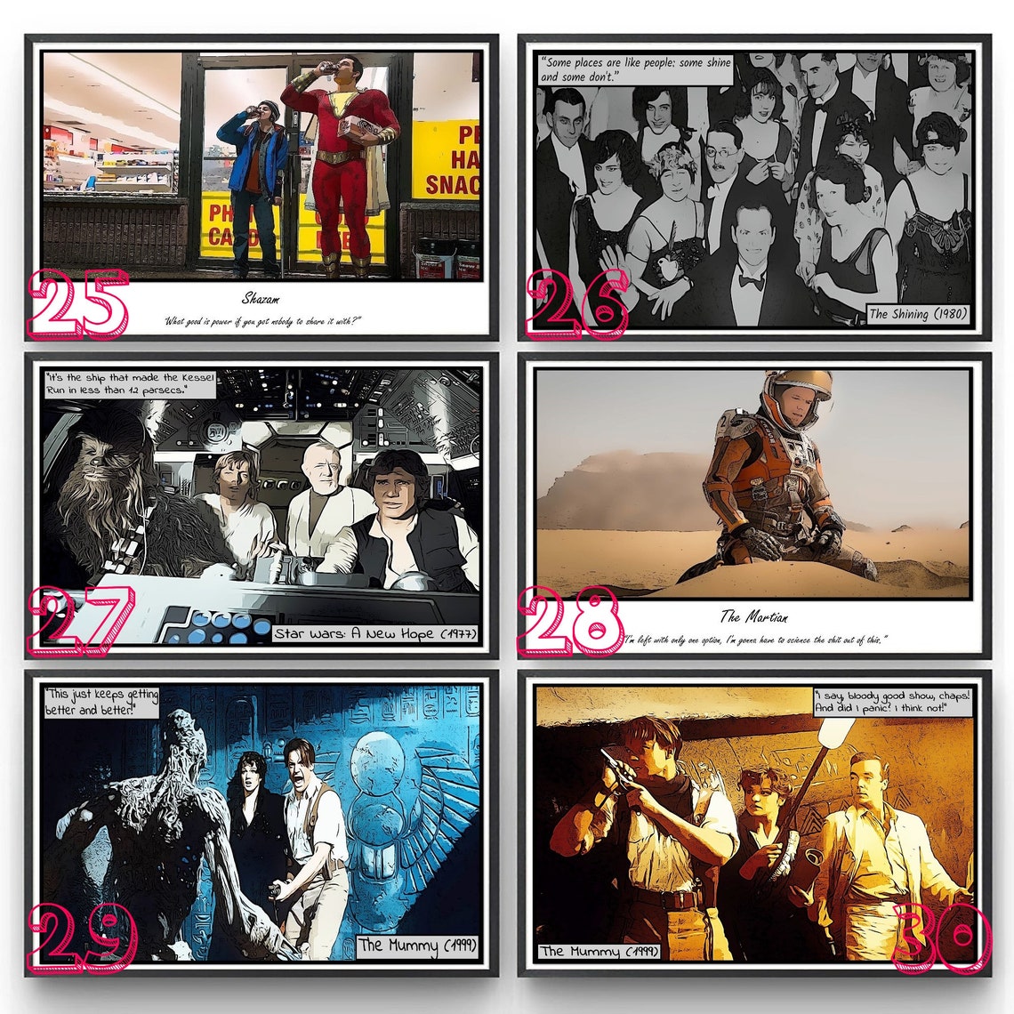 Movie Poster Postcards TV Series Mini Art Birthday Cards Comic Style