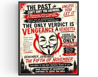 V for Vendetta Movie Poster: Film Quotes Wall Art