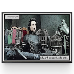 Edward mit den Scherenhänden Film Plakat Johnny Depp Schlafzimmer Wandkunst Tim Burton Fanart Geburtstag Geschenk Comic Style Druck Geschenke