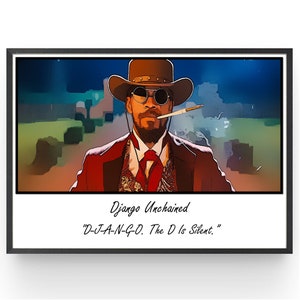 Django Unchained Poster Jamie Foxx Bedroom Wall Art Fanart Birthday Gift Comic Style Print Man Cave Ideas Gifts