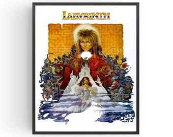 Labyrinth Movie Poster David Bowie Wall Art Classic Films Man Cave Prints Birthday Gifts