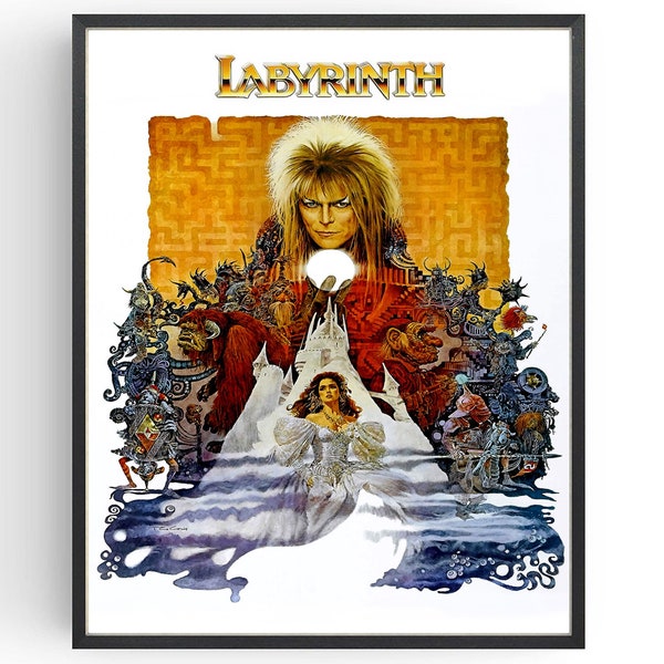 Labyrinth Movie Poster David Bowie Wall Art Classic Films Man Cave Prints Birthday Gifts under 20