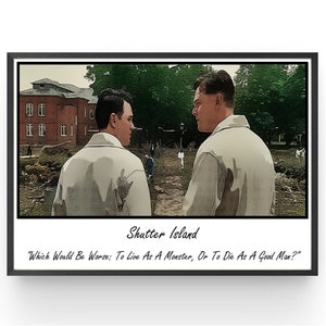 Shutter Island Movie Poster Leonardo DiCaprio Bedroom Wall Art Fanart Birthday Christmas Gift Comic Style Print Gifts under 20