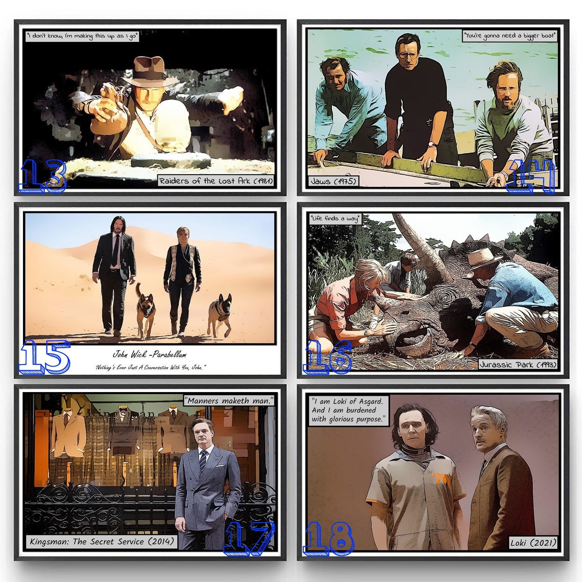 Movie Poster Postcards TV Series Mini Art Birthday Cards Comic Style