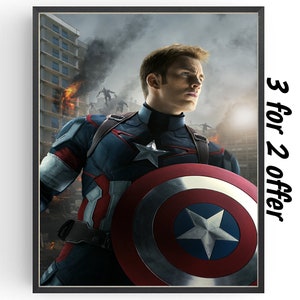 Captain America Movie Poster Avengers Art Classic Films Man Cave Birthday Gifts under 20