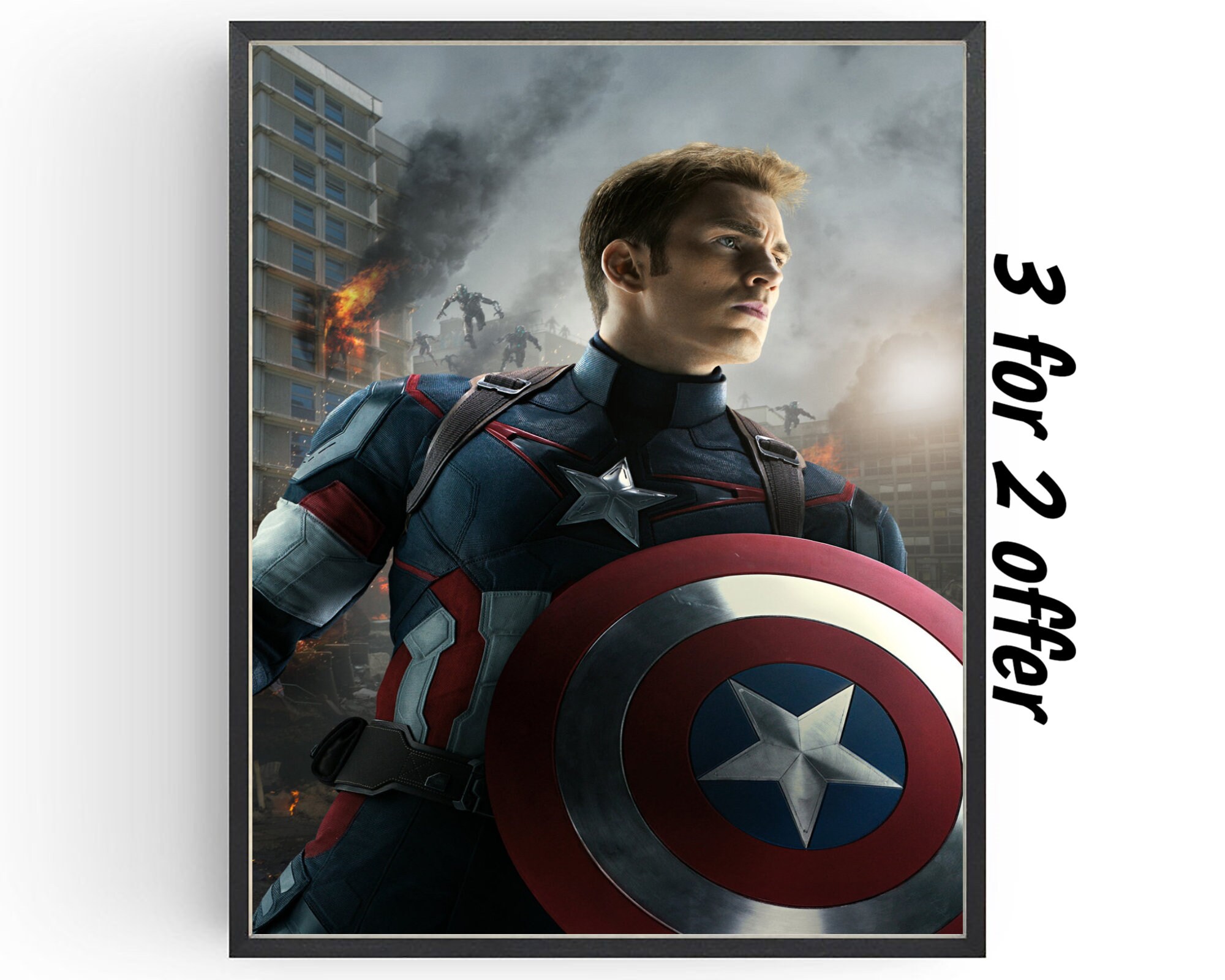 Captain America Movie Poster Avengers Art Classic Films Man Cave Birthday Gifts under 20
