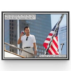 The Wolf of Wall Street Movie Poster Leonardo DiCaprio Bedroom Wall Art Fanart Christmas Gift Comic Style Print Gifts under 20