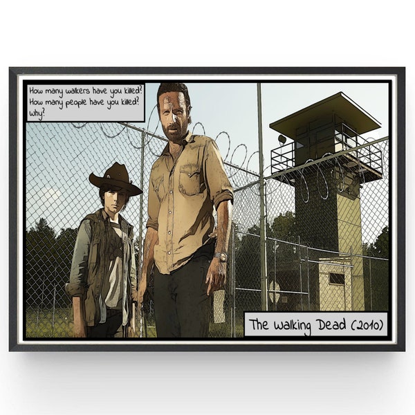 Walking Dead Poster Zombie Films Andrew Lincoln Bedroom Wall Art Fanart Christmas Gift Comic Style Print Gifts under 20