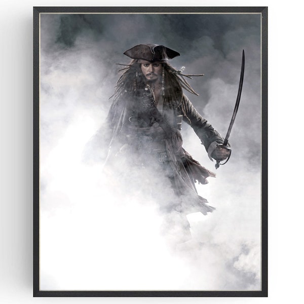 Pirates of the Caribbean Movie Poster Johnny Depp Wall Art Classic Films Man Cave Prints Birthday Gifts under 20