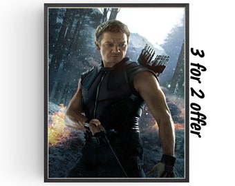 Hawkeye Avengers Endgame Movie Poster Jeremy Renner Wall Art Classic Films Man Cave Birthday Gifts under 20