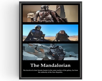 Mandalorian Comic Art Poster, Geschenk für Sci-Fi Fan