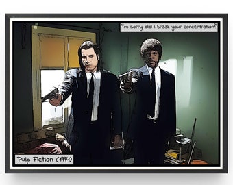Pulp Fiction Movie Poster Samuel L Jackson Bedroom Wall Art Tarantino Fanart Christmas Gift Comic Style Print Gifts