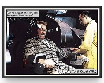 Total Recall Movie Poster: Arnold Schwarzenegger Comic Art Print