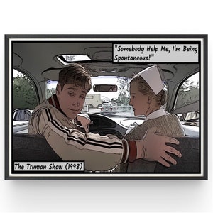 The Truman Show Filmposter Jim Carrey Schlafzimmer Wandkunst Fanart Geburtstagsgeschenk Comic Style Print Geschenke unter 20