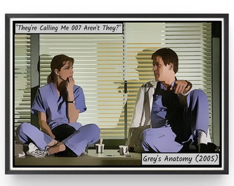 Grey's Anatomy Poster Ellen Pompeo George O'Malley Bedroom Wall Art Movie Fanart Comic Style Print Birthday Gift Ideas Gifts under 20