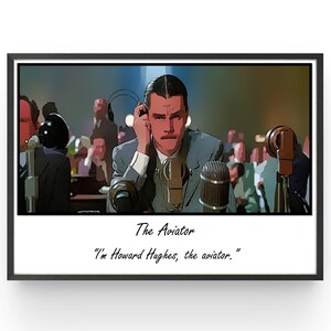 The Aviator Poster Leonardo DiCaprio Bedroom Wall Art Movie Fanart Birthday Gift Comic Style Print Man Cave Ideas Gifts under 20