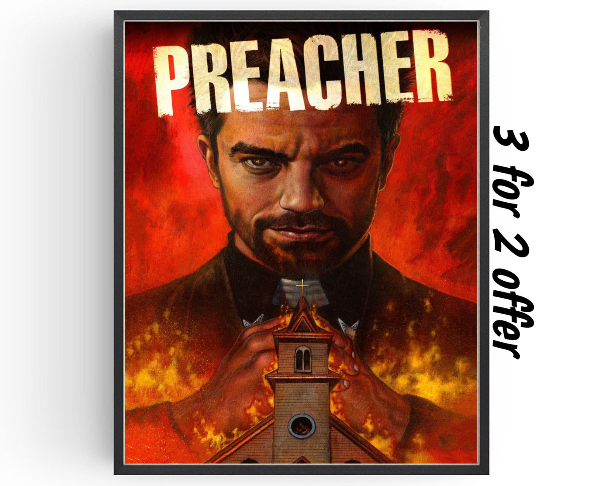 Preacher Poster Jesse Custer Wall Art Classic TV Man Cave Prints Birthday Gifts under 20