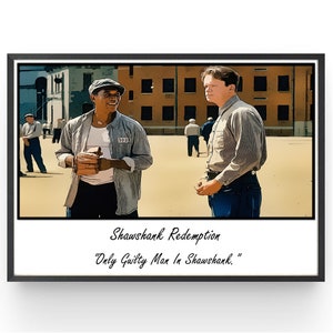 The Shawshank Redemption Movie Poster Tim Robbins Morgan Freeman Bedroom Wall Art Fanart Christmas Gift Comic Style Print Gifts under 20