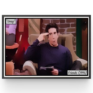 Friends Poster Unagi Quote David Schwimmer Bedroom Wall Art Fanart Birthday Gift Comic Style Print Man Cave Ideas Gifts under 20