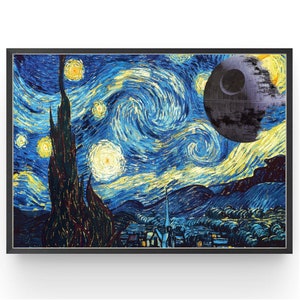 Poster della Notte Stellata della Morte Nera di Star Wars Arte murale di Van Gogh Film classici Regali di compleanno per la caverna dell'uomo sotto i 20