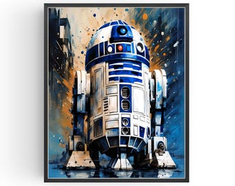 R2D2 Poster Vintage Star Wars Wall Art Oil Painting Prints Christmas Gifts