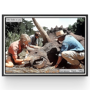 Jurassic Park Movie Poster Dinosaurs Bedroom Wall Art Fanart Christmas Gift Comic Style Print Gifts under 20