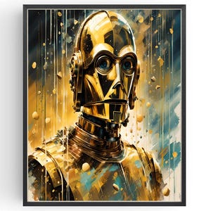 Póster de C3PO, arte de pared vintage de Star Wars, impresiones en pintura al óleo, regalos de Navidad