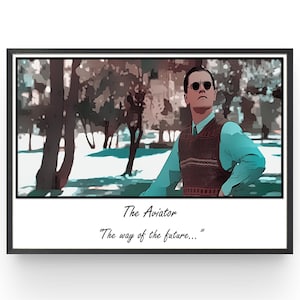 The Aviator Poster Leonardo DiCaprio Bedroom Wall Art Movie Fanart Birthday Gift Comic Style Print Man Cave Ideas Gifts under 20