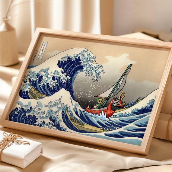 Legend of Zelda Windwaker the Great Wave off Kanagawa Poster