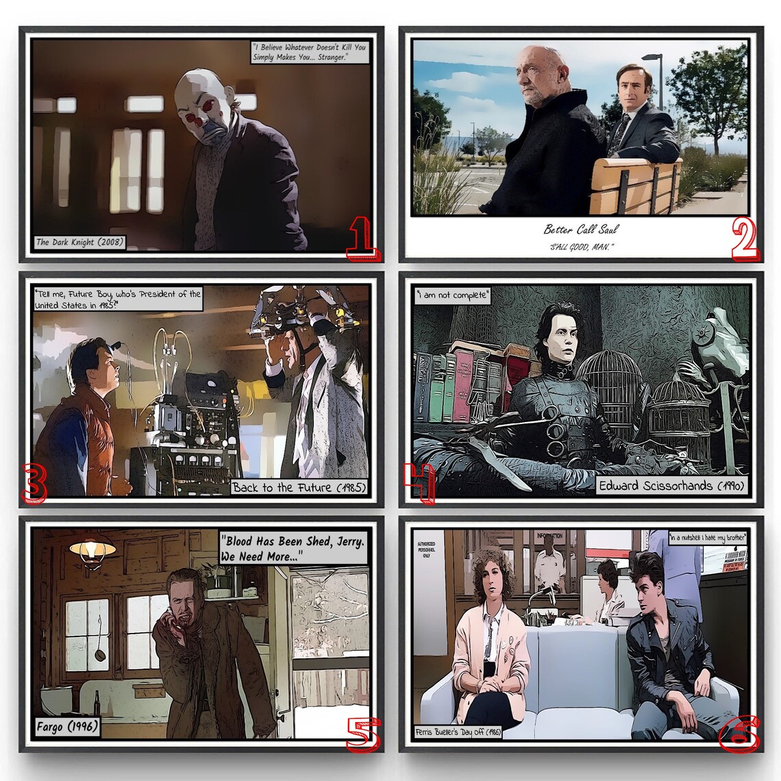Movie Poster Postcards TV Series Mini Art Birthday Cards Comic Style ...