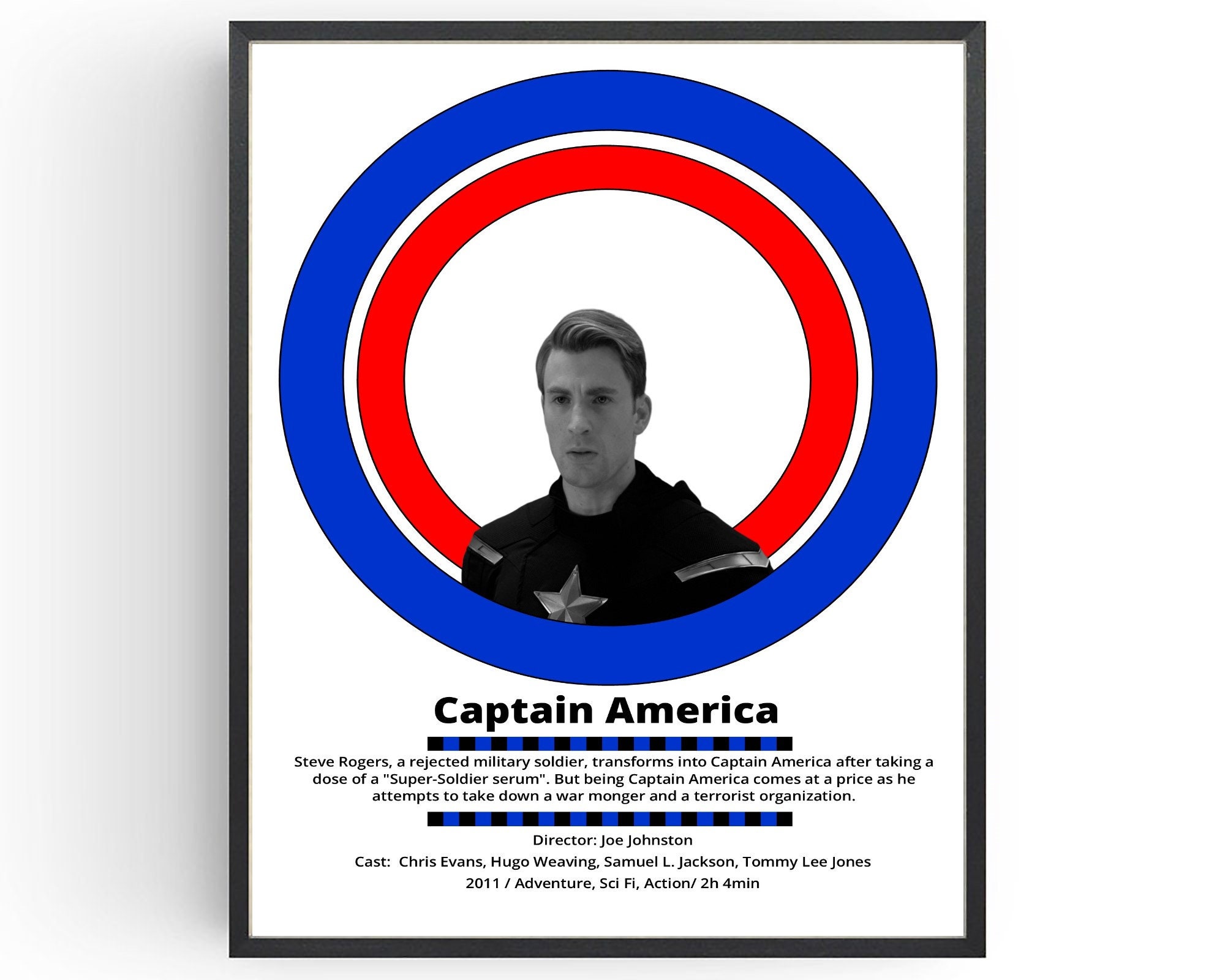 Captain America Wall Art Minimalist Movie Art Print Poster Art