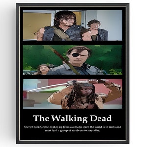 The Walking Dead Poster Zombie Films Andrew Lincoln Bedroom Art Norman Reedus Fanart Birthday Gift Comic Style Print Gifts under 20