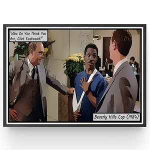 Beverly Hills Cop Movie Poster Eddie Murphy Bedroom Wall Art Fanart Birthday Christmas Gift Comic Style Print Gifts under 20
