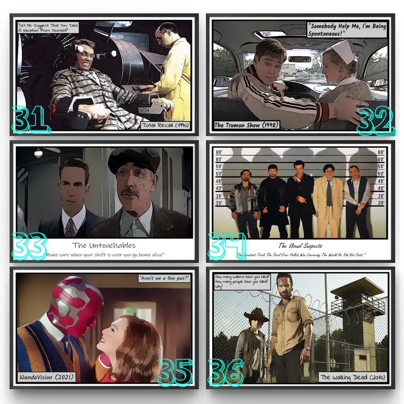 Movie Poster Postcards TV Series Mini Art Birthday Cards Comic Style ...