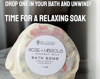Rose, Hibiscus + Coconut Milk Bath Bomb