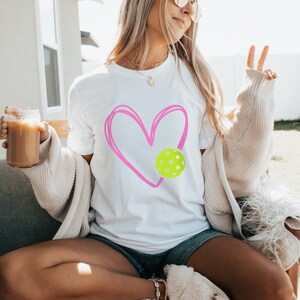 Cute Pickleball T-Shirt for Women - Pickleball Apparel - Perfect Gift for Pickleball Lovers - Casual Pickleball Apparel - Heart Pickleball