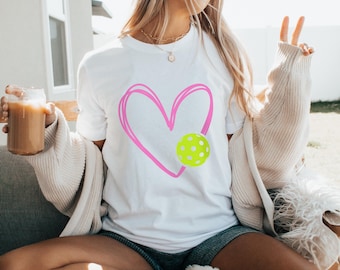 Cute Pickleball T-Shirt for Women - Pickleball Apparel - Perfect Gift for Pickleball Lovers - Casual Pickleball Apparel - Heart Pickleball