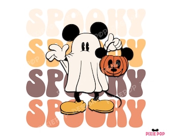 Spooky Mickey Ghost Halloween PNG, Disney Halloween Mouse Digital Download Preppy Mickey Halloween Png for Disney trip, Spooky Halloween PNG