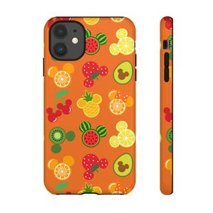 Custodia per telefono Disney, custodia per telefono resistente Mickey Summer Fruits per regalo per fan Disney, cover protettiva, custodia per iPhone Disney Topolino, regalo Disney