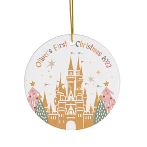 Disney Personalized Christmas Ornament in Pink and Green, - Personalized Disney Ornament Gift for Disney Lovers and fans