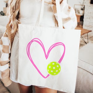Pickleball Canvas Tote Bag - Pickleball Shopping Bag - Ideal for Pickleball Gear - Great for Team Gifts - Gift for Pickleball Player